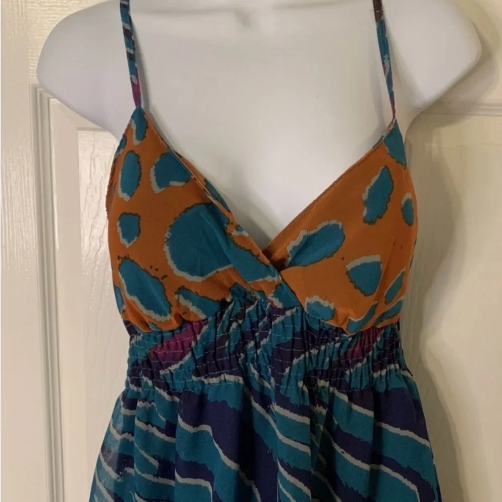 She's Cool Vibrant Blue and Orange Midi Dress - Picture 2 of 6